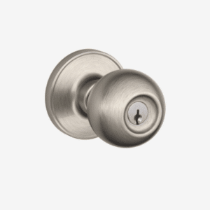 J54 Corona Knob Keyed Entry lockset in Satin Nickel (619)