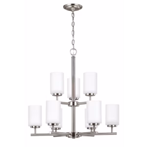 Brushed Nickel Oslo Collection Chandelier 9-Light/2-Tier | 31162-962
