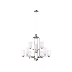 Brushed Nickel Franport Collection Chandelier 9-Light/2-Tier | 3128909-962